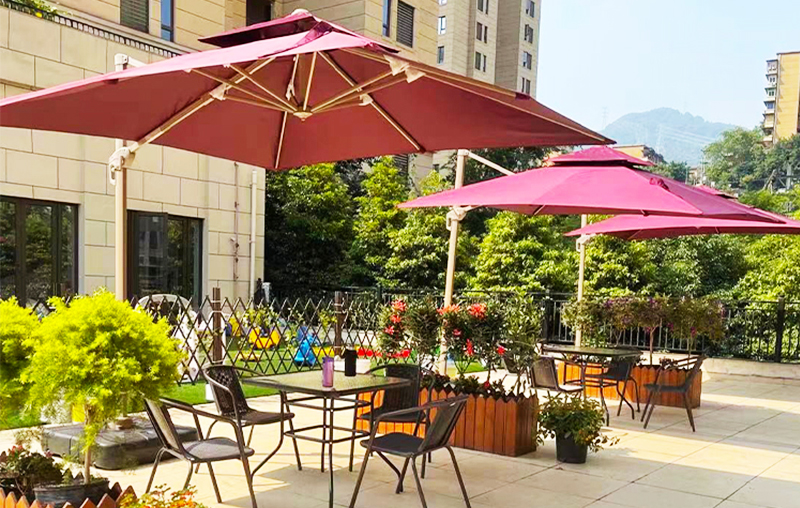 户外罗马遮阳伞带LED灯，露台花园布置室外伞