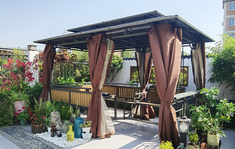 PC阳光板四柱凉亭小木屋