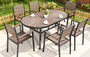 庭院花园复古木椅，塑木桌椅套装