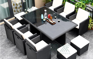 铝合金藤编茶桌，接待洽谈藤椅